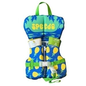 Speedo Life Jacket Infant Child Unisex Pineapple Blue & Green (30lbs)  NEW